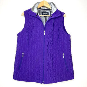 NWOT Avenue Purple Quilted Puffer Vest Silver Lined Zip Plus 14/16 Winter Fall